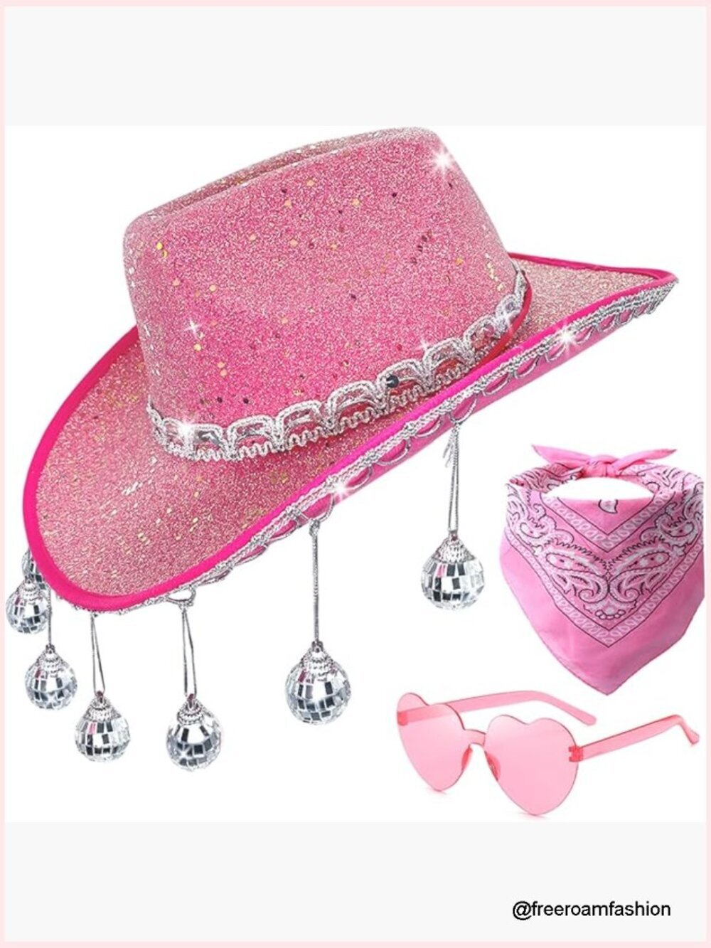 Cowgirl Hat Set with Heart Sunglasses and Bandana